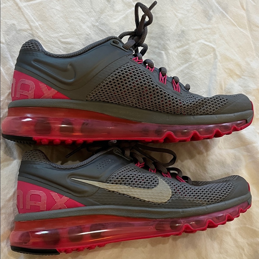 Nike Air Max Women's Athletic Shoes in Gray and Deep Pink
